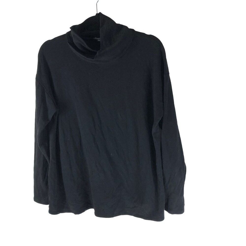 Eileen Fisher Black Turtleneck Long Sleeve Oversized Top XS